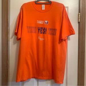 NHL Islanders playoff YES YES YES orange short sleeve tshirt